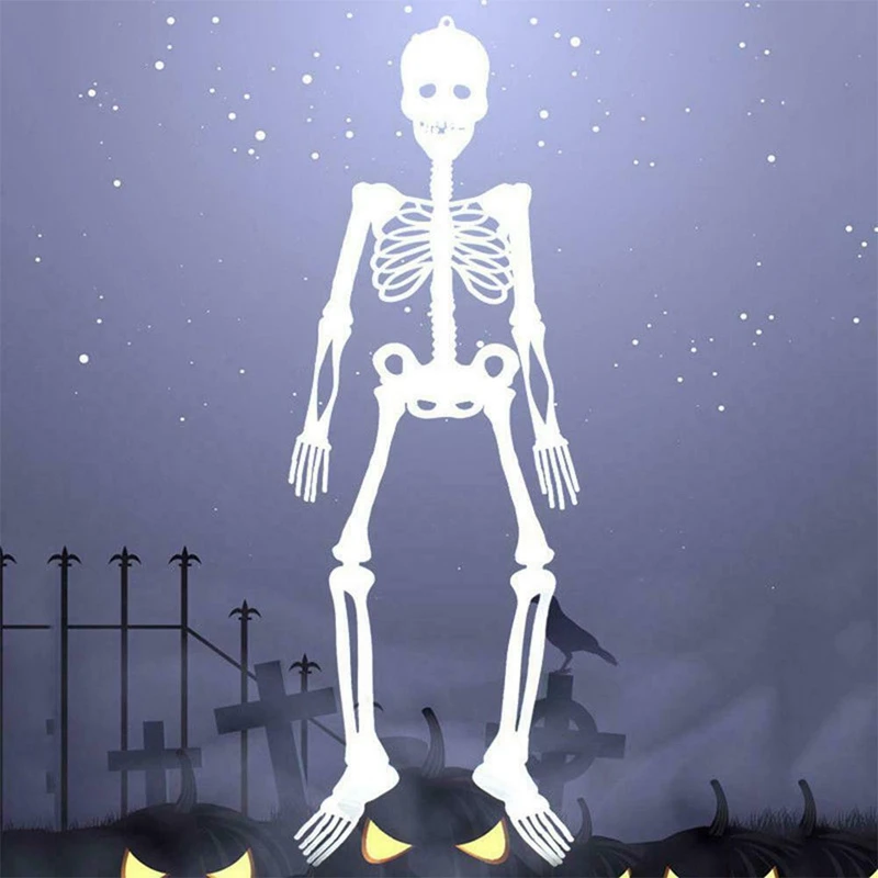 150 см Хэллоуин страшный реквизит светящийся висящий человеческий скелет