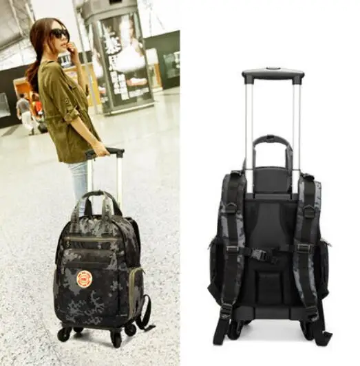 Carry On Luggage backpack Nylon Travel Trolley Bag with wheels travel Cabin luggage Backpack bag suitcase Wheeled Backpack Bags