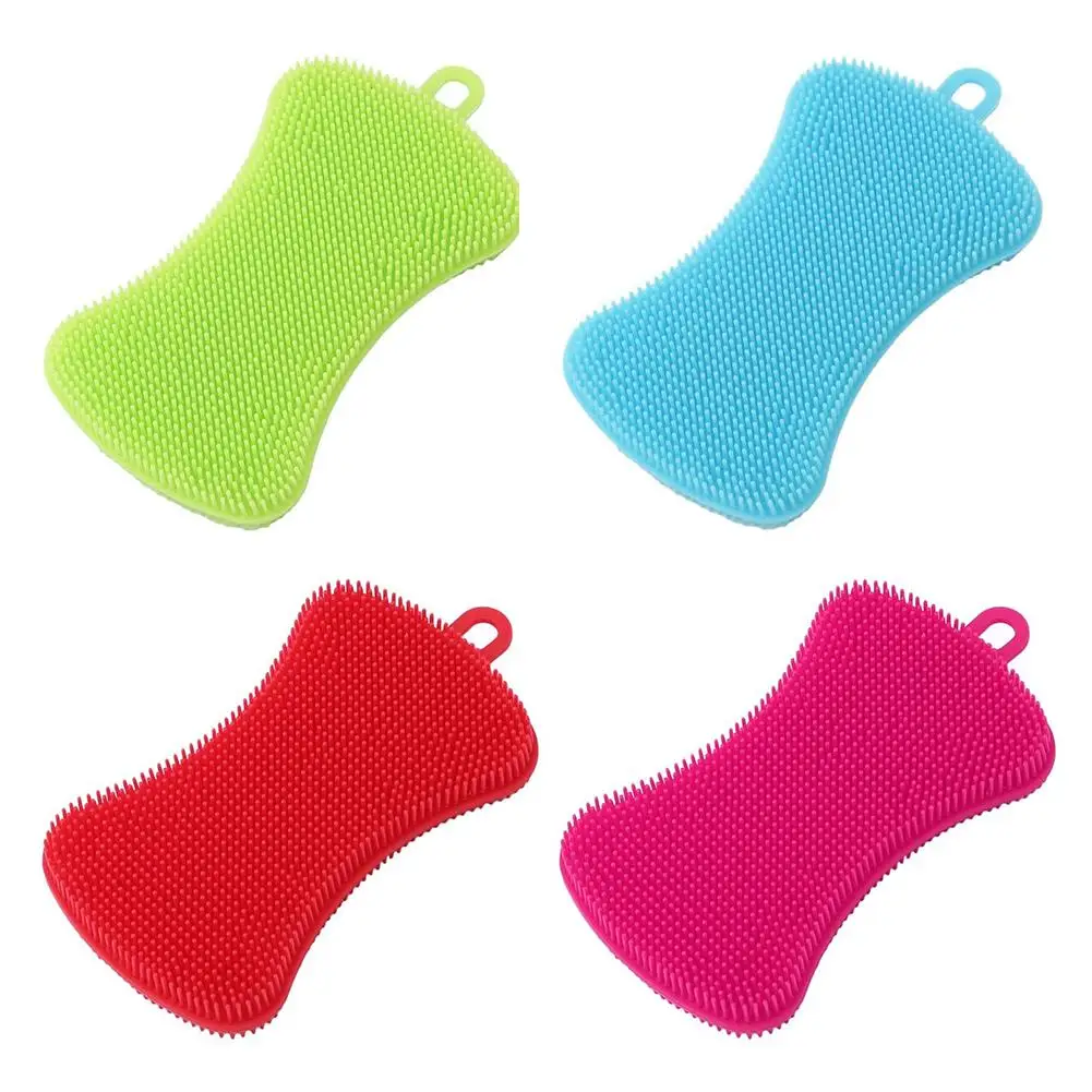 

1/3/4pcs Kitchen Cleaning Brush Silicone Magic Dish Bowl Washing Pad Brush Pot Pan Sponge Scrubber Household Cleaning Tool