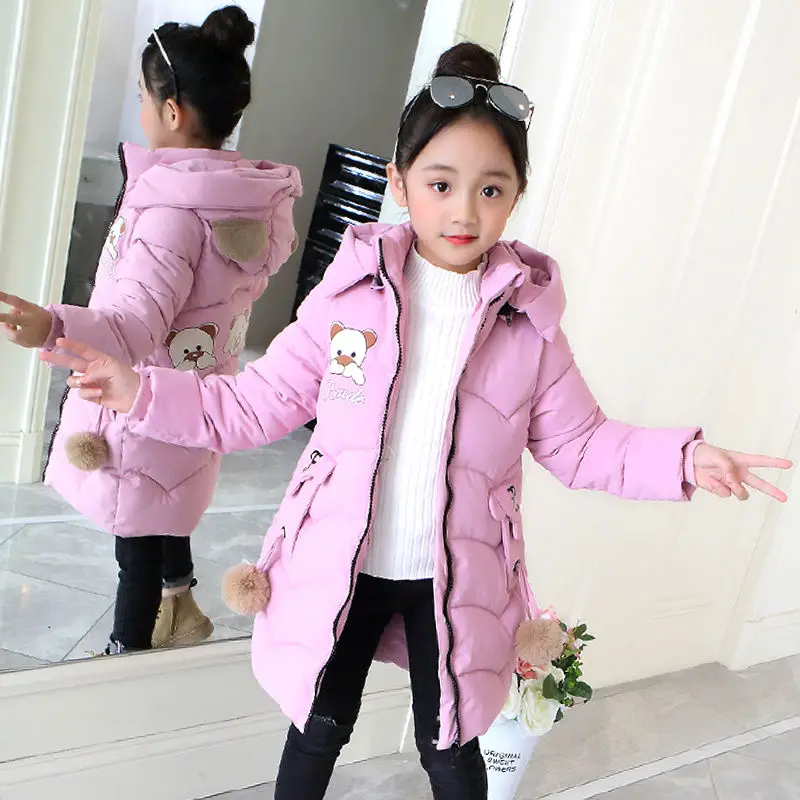 Зимние куртки для девочек детское теплое пальто детская плотная одежда с принтом
