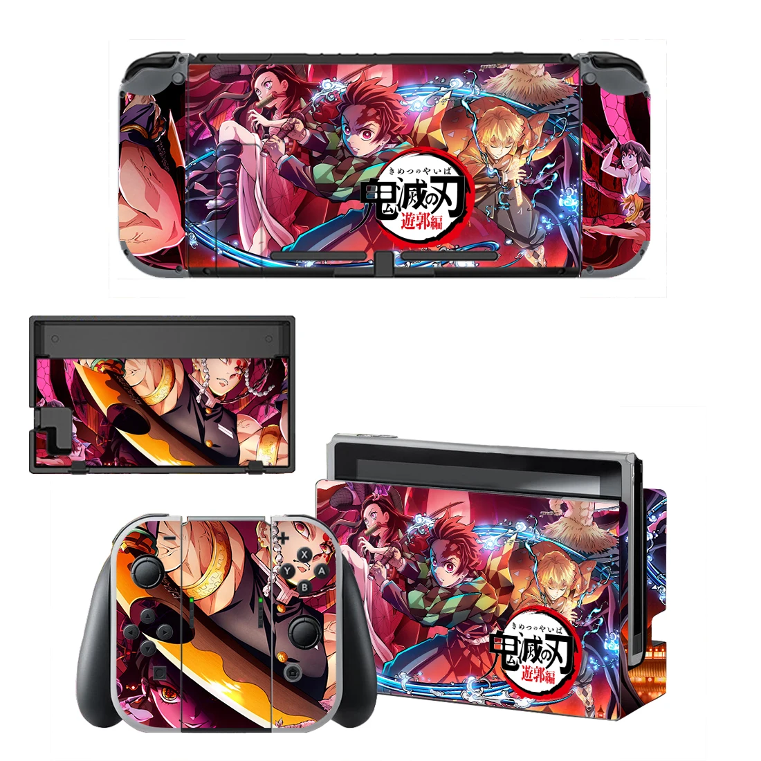 Vinyl Screen Skin Anime Demon Slayer Protector Stickers for Nintendo Switch NS Console + Controller + Stand Holder Dock Skins