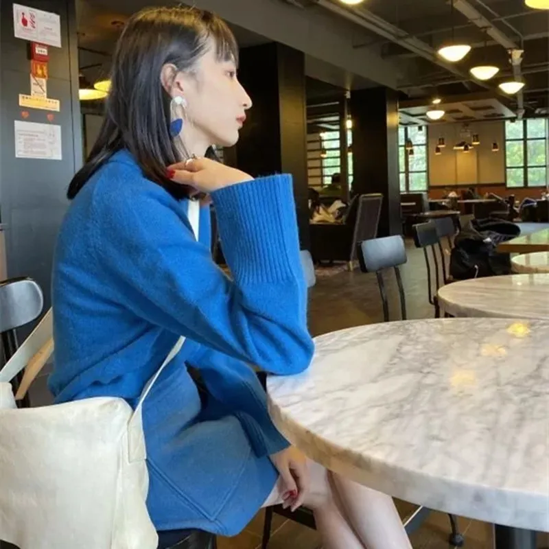 Сиренево-синий Nordic простые универсальные высокого уровня Пуловер кашемировый