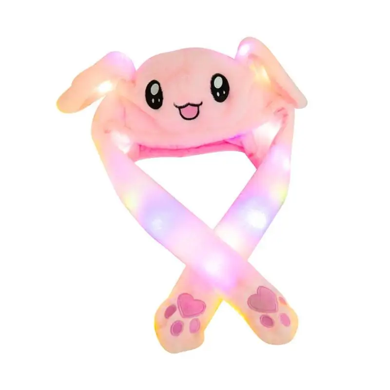 Funny Plush Rabbit Ears Hat Airbag Toy Hat Pinch Up Down Moving Ears Luminous Play Toys Cosplay Accessories Children Gift - Цвет: D