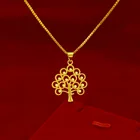 Корейская мода чистое 14K желтое золото ожерелье для женщин Свадебные ювелирные изделия нежные деньги дерево кулон ожерелье цепь чокер подарки