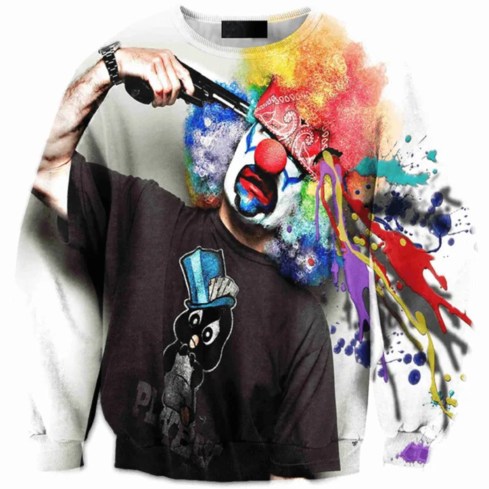 

CNUUIKOOEK Sweatshirts Men's 3D Color Clown Printed Hoodie Long Sleeve Pullover Popular Brand Men's Hoodies