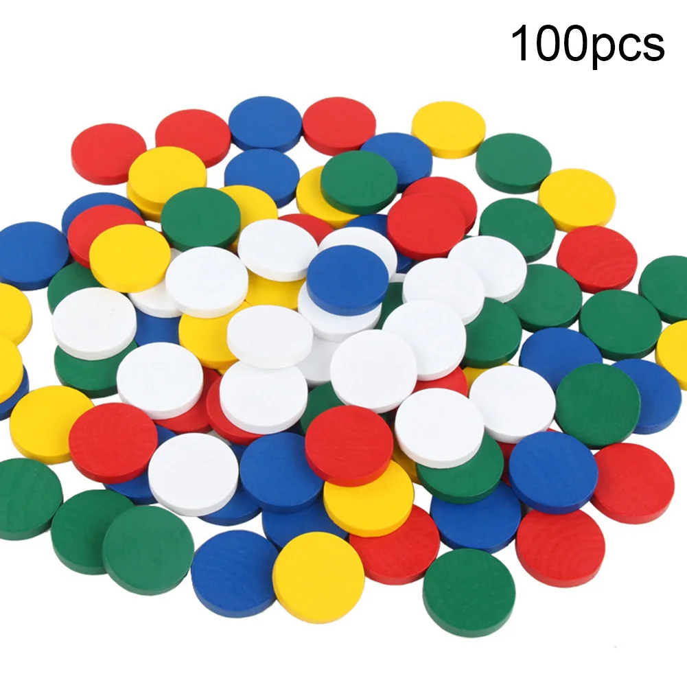 100Pcs/Set Wooden Colorful Disc Chips Mathematics Teaching Aids Kids Educational Toys for Children Gift | Игрушки и хобби