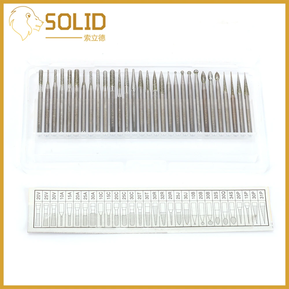 

Diamond Grinding Head Mini Drill Bur Bit Set Carving Polishing for Abrasive Rotary Tool 30Pcs/Set Shank 3mm Grit 120 Advanced