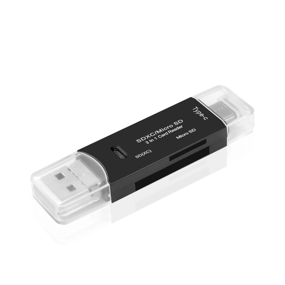 Kebidumei Мульти в 1 Высокоскоростной USB 3,0 тип-c кардридер Micro USB type C OTG флэш-накопитель адаптер TF кард-ридер - Цвет: Black