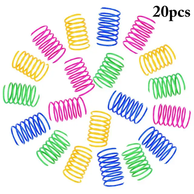20Pcs Cat Spring Toy Plastic Colorful Coil Spiral Springs Pet Action Wide Durable Interactive Toys