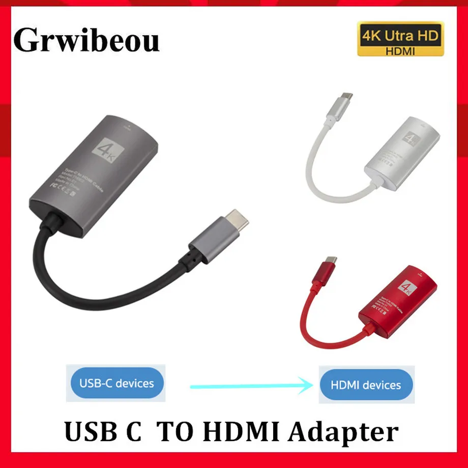 Grwibeou 4K Кабель с разъемом USB типа C на HDMI адаптер к HDTV кабель конвертер для Samsung Galaxy S8