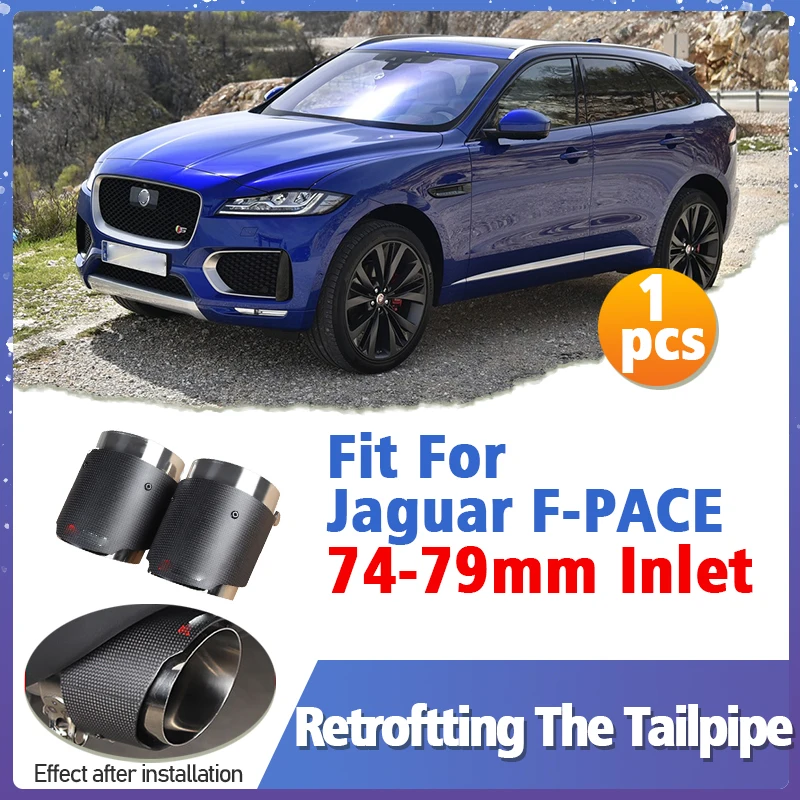 

Carbon Fiber Exhaust Muffler Tube 74-79mm For Jaguar F-PACE F PACE Tail Pipe Tipe Throat Retroftting The Tailpipe Accessories