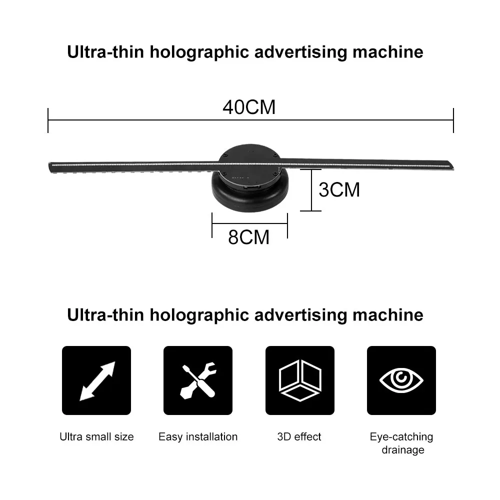 T40 3d вентилятор голограмма проектор настенный Wi Fi рекламный дисплей с пультом