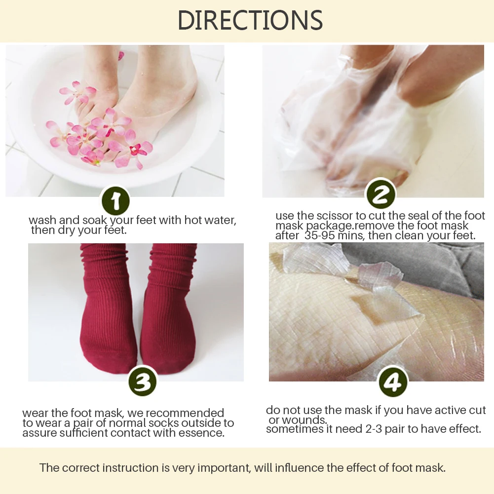

Dead Skin Remover Foot Mask Exfoliating Feet Mask Socks for Pedicure Peeling Baby Foot Mask Feet Peeling Mask 2pcs=1pair TSLM2