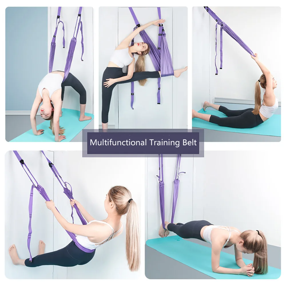 Adjustable Aerial Yoga Strap Stretching Leg Stretcher Strap Inversion Exercises Multilayer Belt Door Flexibility Women Workout