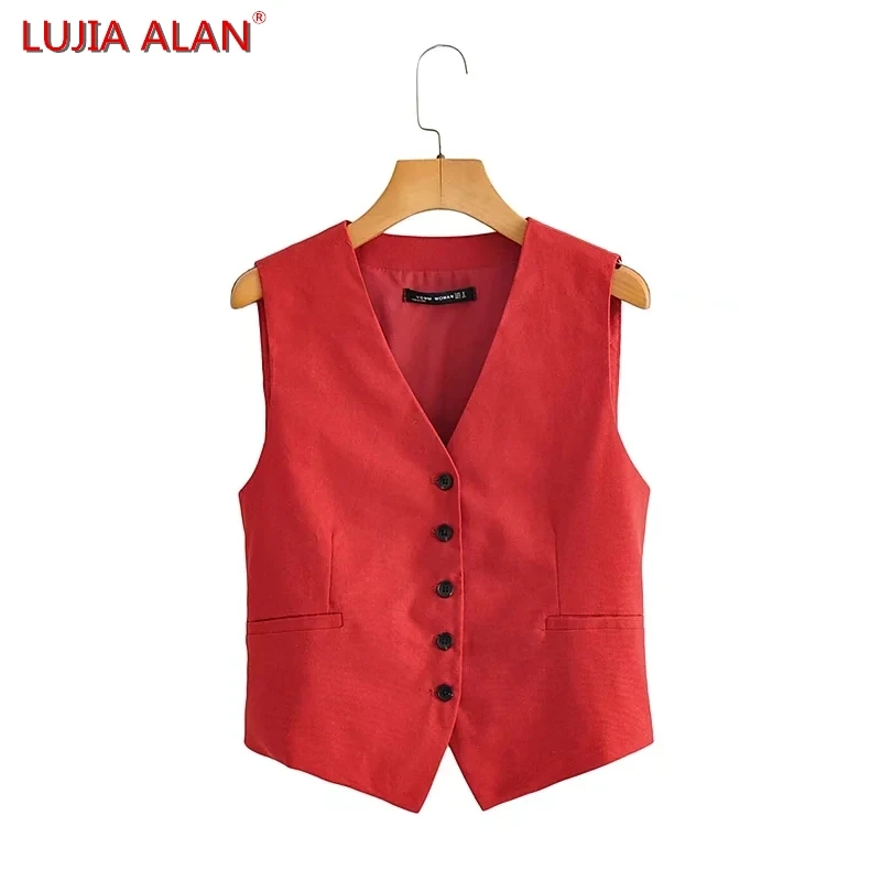 

LUJIA ALAN Женская приталенная Майка с V-образным вырезом, рубашка, однобортная женская блузка, повседневные женские топы, блузы S9872