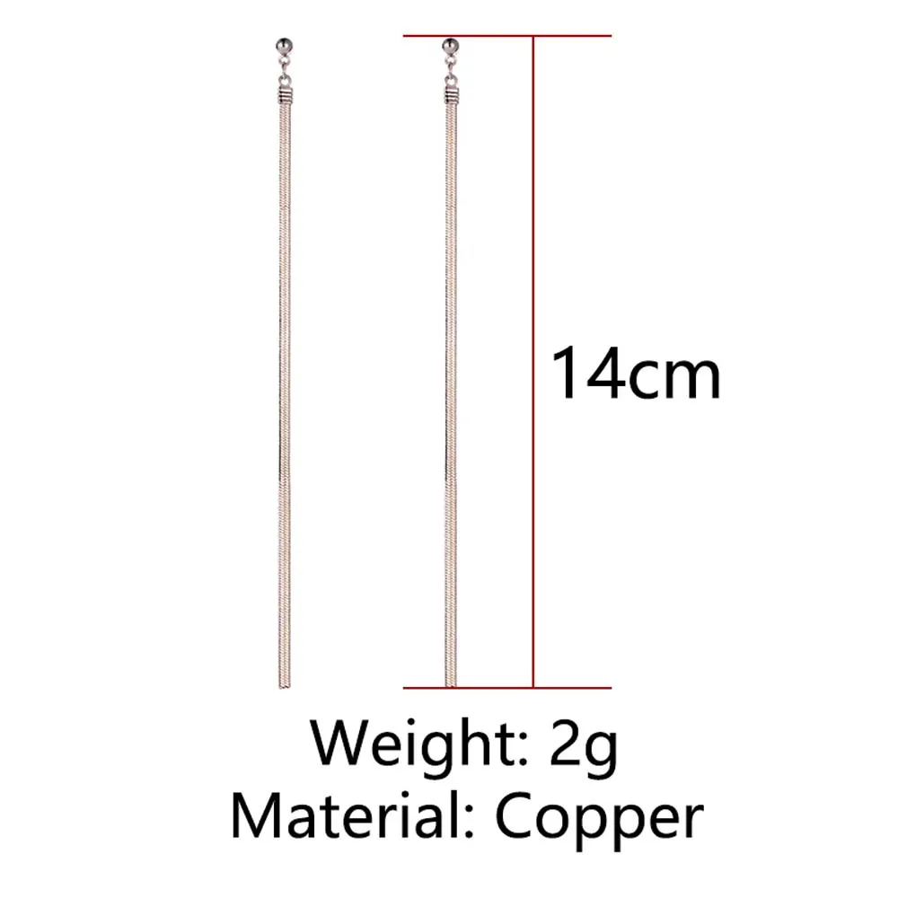 Корейский женский золотой серебряный цвет супер длинная цепочка серьги с