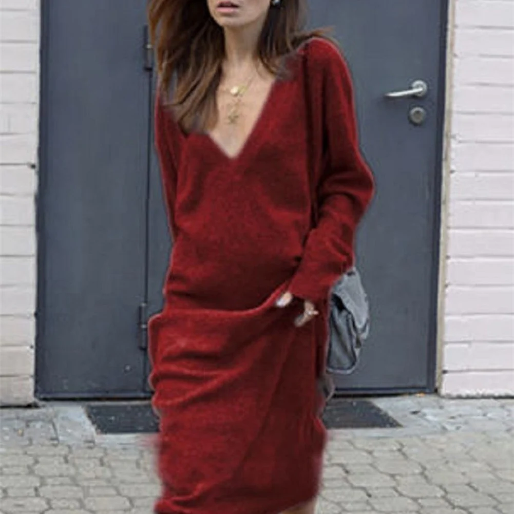 Модный повседневный женский сарафан одежда однотонного цвета с v образным