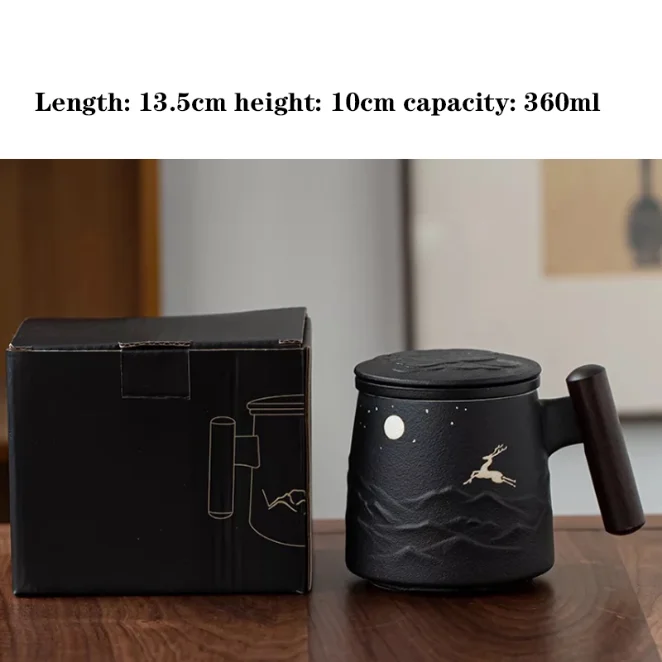 

Classic ceramic tea cup tea water separation moonlight deer figure tea cup office filter tea cup large capacity style selection