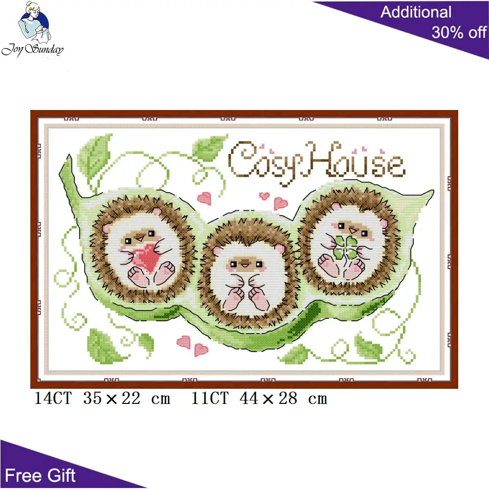 

Joy Sunday Pea House DA555 Counted and Stamped Home Decor Cute Little Hedgehog Animal Needlepoint Embroidery Cross Stitch kits