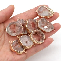 natural druzy stone pendant connector charms irregular shape pendant connector for making diy bracelet accessories 20x30 25x35mm