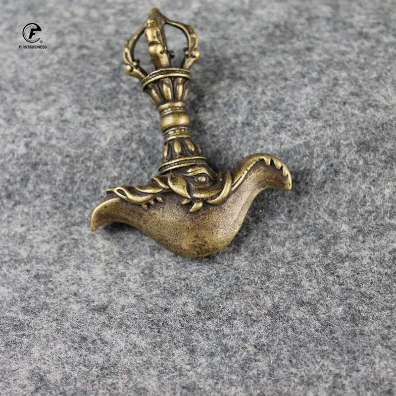 Непал Чистая медь ручной работы Слон голова вниз демон Пест Ваджра стол