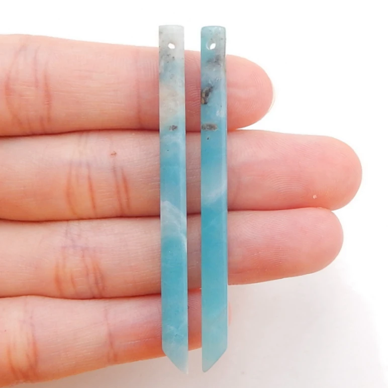 

Charms jewelry Semi-precious stones Natural Amazonite Charms Women Long earrings bead sets 55x4mm.4.4g