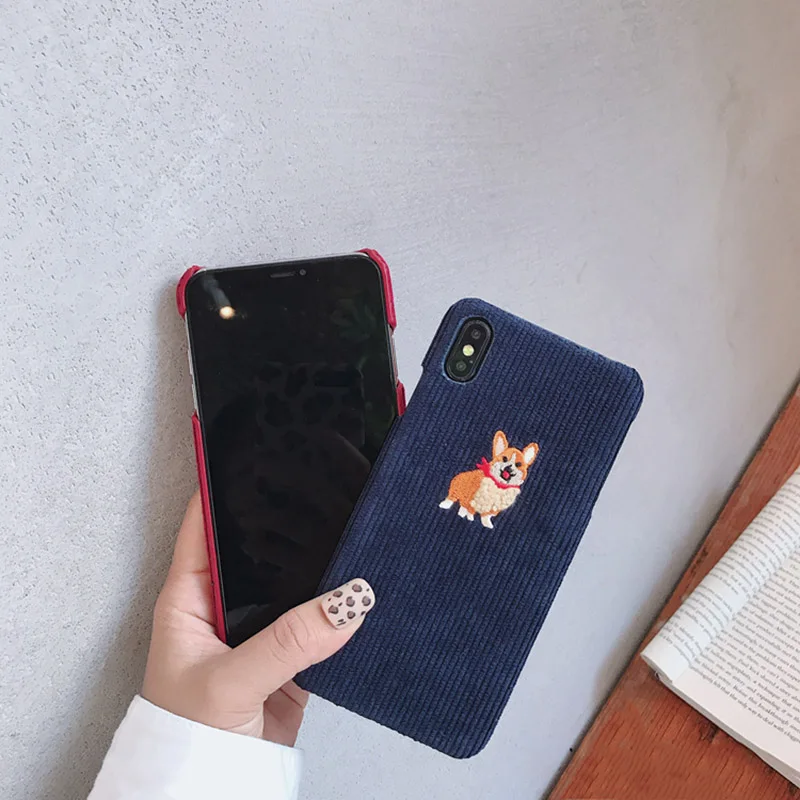 Модный теплый вельветовый чехол для телефона для iphone XS чехол для Max XR 11 Pro Max 7 8 6s 6 plus X чехол с милой вышивкой роббит жесткие чехлы