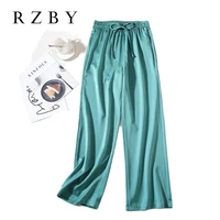 2021spring silk satin home pants 2021 womens wide leg pajama pants casual fashion womans lounge wear fall silk trouser rzby347