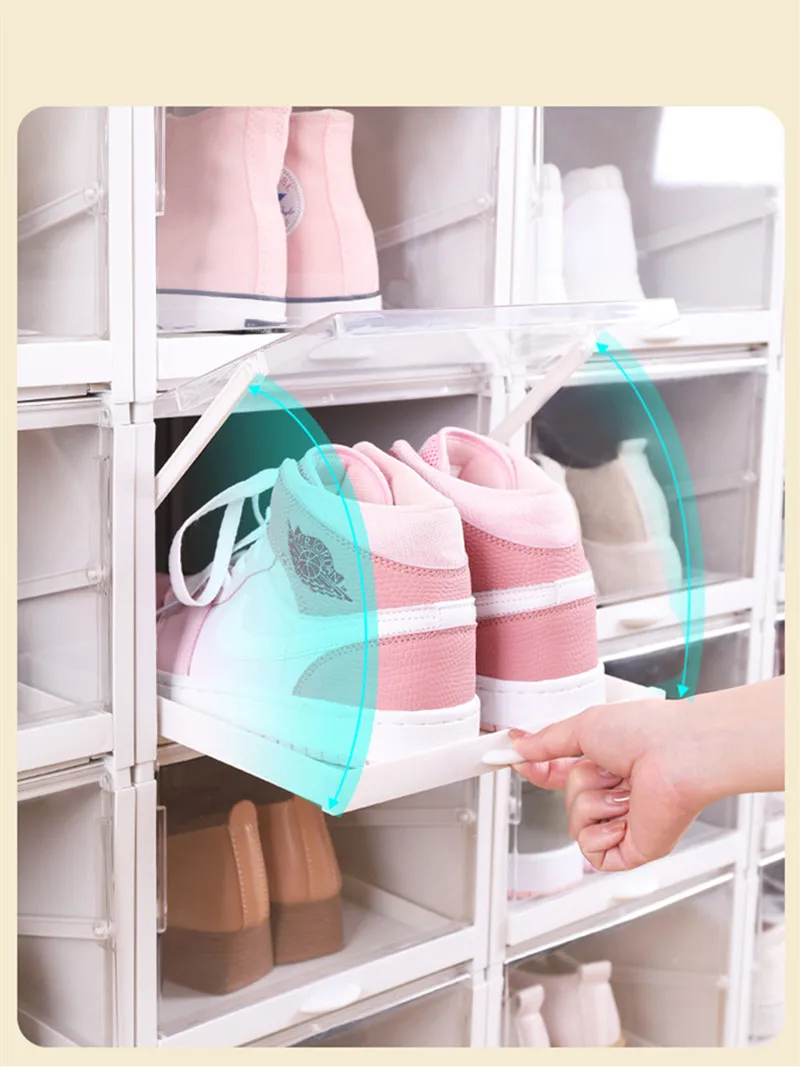 

Transparent shoe box drawer type shoe cabinet storage artifact storage box
