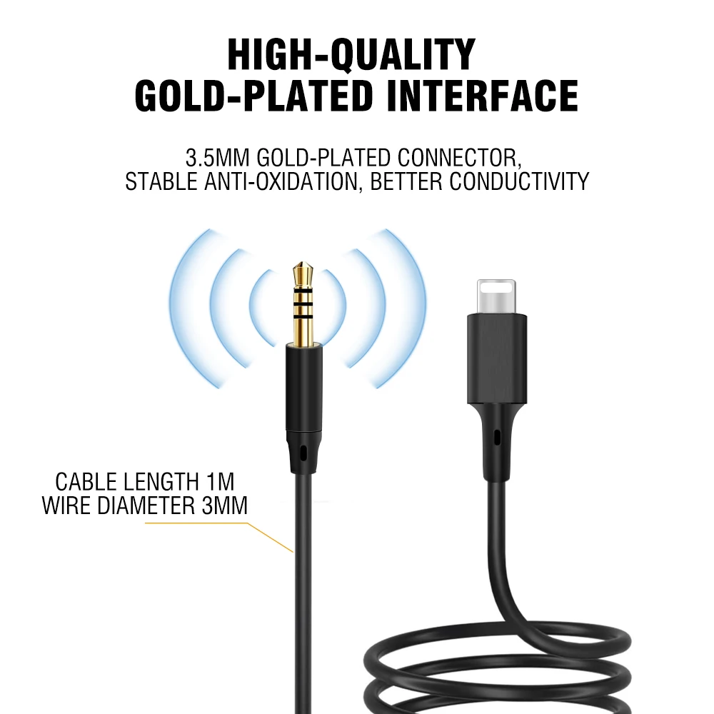 Аудиоадаптер со штекером AUX и Lightning на 3 5 мм для всех систем IOS кабель наушников