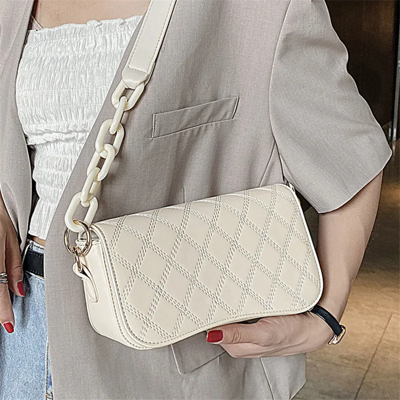 

Pu Leather Bags For Women 2020 Sac A Main Acrylic Chains Shoulder Messenger Bag Female Ladies Bags Luxury Handbags Designer