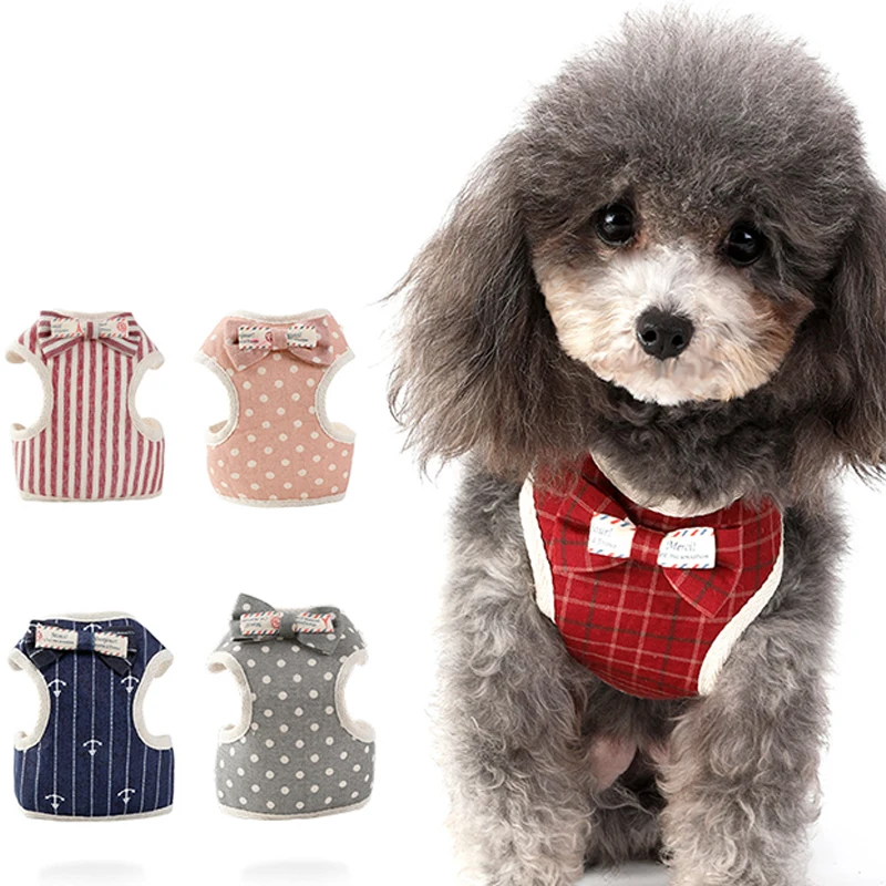 

Plaid Cat Dog Harness Vest with Bowknot Polyester Adjustable Pet Harness Belt for Kitten Small and Medium Dogs Chest Strap New