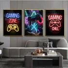 Абстрактная игра неоновый постер настенное Искусство Холст Живопись современных игр для геймеров котировки постер печать для детской комнаты фотография
