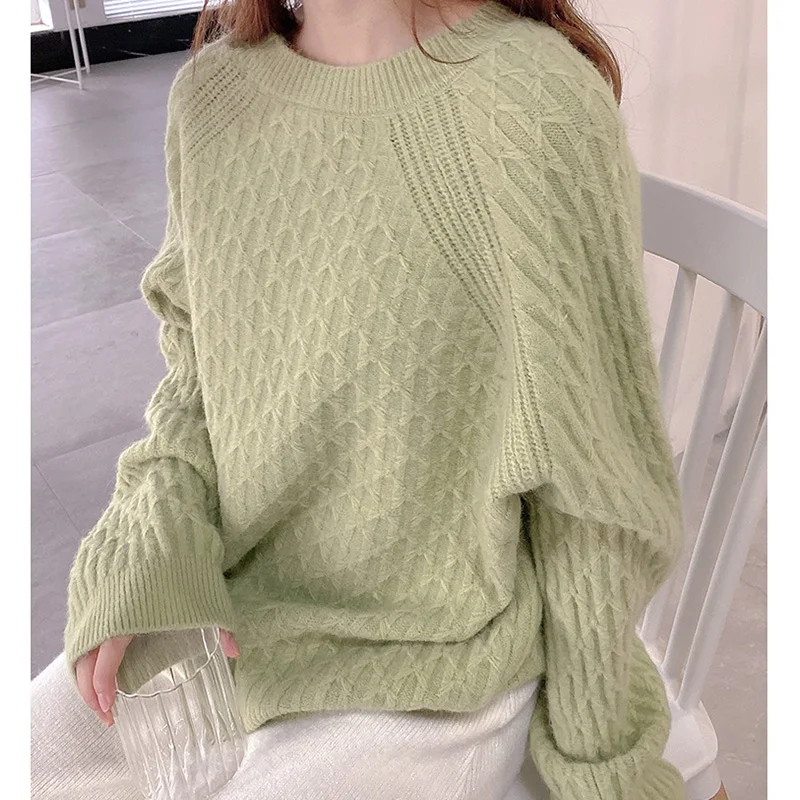 

Casual Colorful Girl Loose White Pullovers Warm Sweater Women 2020 Fall Winter Fashion Korean Style Slim Twist Knitted Clothes