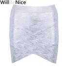 Женская обтягивающая мини-юбка WillBeNice, обтягивающая юбка-карандаш золотого и серебряного цветов, лето 2019