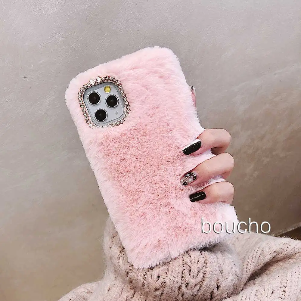 Теплый чехол на запястье для iPhone 11 Pro XS Max XR X Модный чехол Пушистый чехол для iPhone 6 6S 7 8 Plus Мягкий ТПУ чехол для телефона