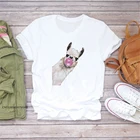 Женская футболка, футболка с принтом Альпака и пузырьков для девочек, женские футболки с коротким рукавом, женская футболка для девочек, Милая женская футболка премиум-класса