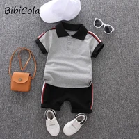 baby boy clothes sets 2021 summer casual cotton kid turn down top black shorts toddler short sleeve golf sports outfits