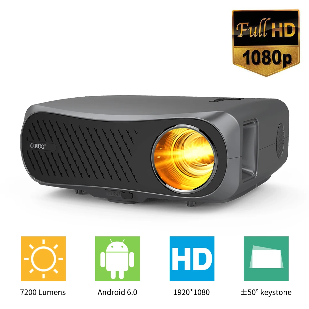 

1080p Video Projector Beamer A12AB Freeshipping Support Watching 4K Resolution Movies Wireless Airplay Android Projector