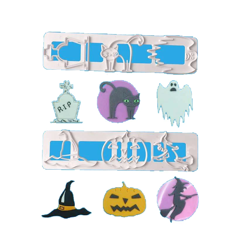 Хэллоуин тиснение Тыква Кот призрак печенье резак пластиковый нож фрукты торт