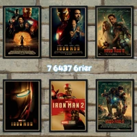 marvel superhero iron man retro movie kraft paper poster avengers series bar cafe family wall fan collection wall sticker a229