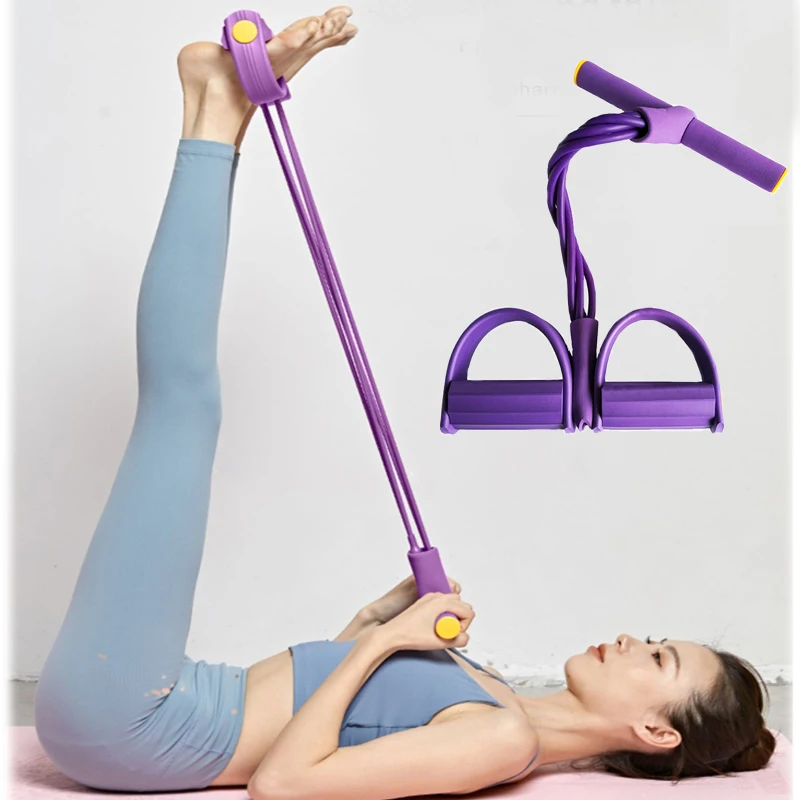 

4 Tube Yoga Pedal Ankle Puller Indoor Fitness Exercise Equipments Yoga Expander Workout Gym Rubber Elastic Bands for Fitness
