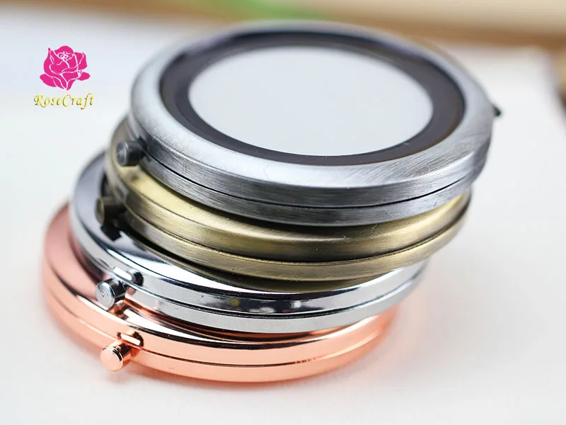 

2pcs Compact Mirror Pocket Mirror Setting Blank DIY Portable Metal Cosmetic Mirror Make Up Tools 4 Colors