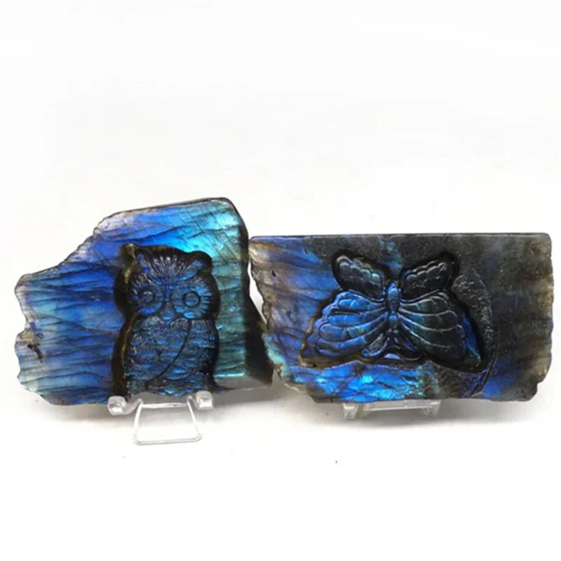 

Природные Лечебные хрустальные резьбы, животные, искусственный лабрадорит, ручная резьба, Сова, бабочка для украшения