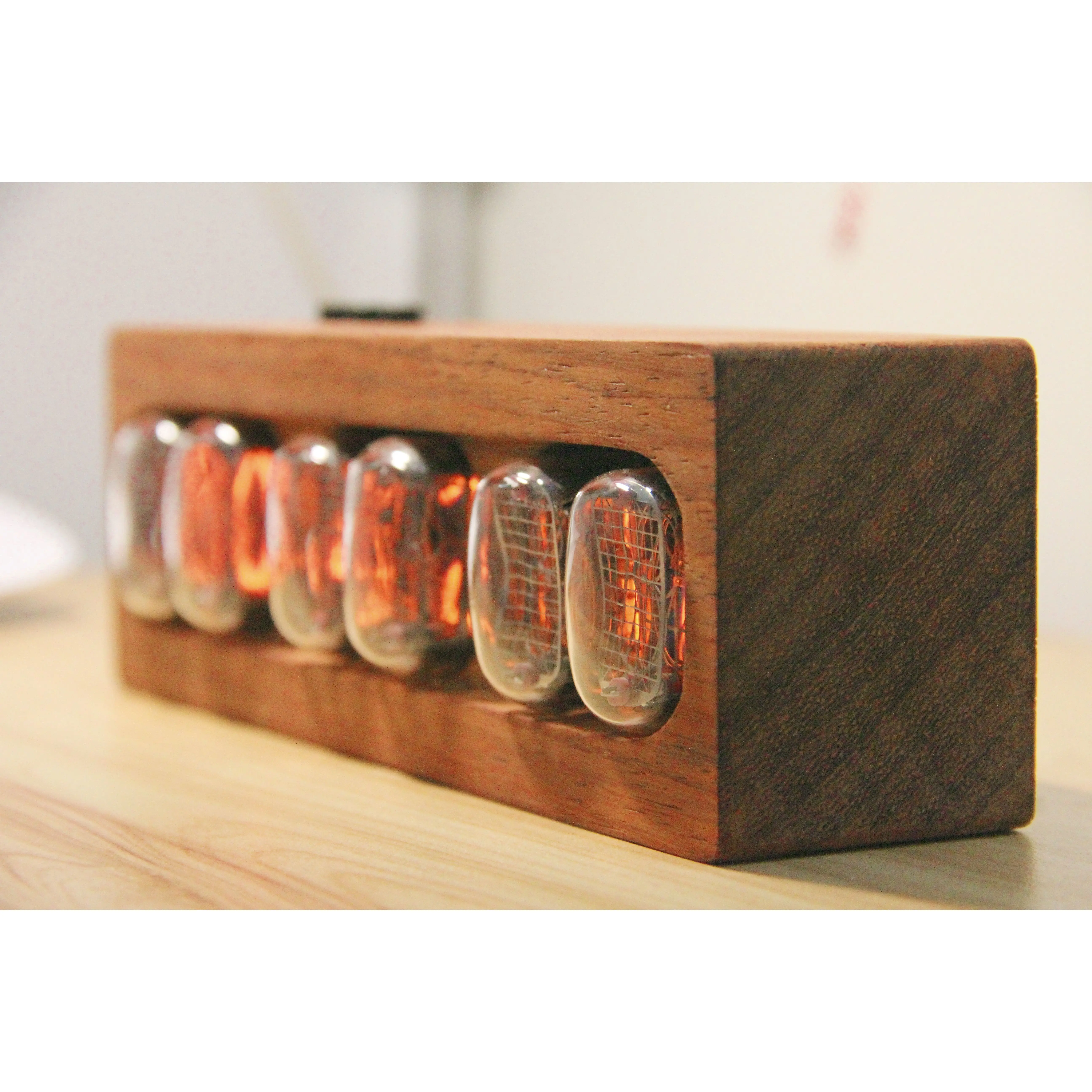 

Часы NIXIE, светящиеся трубчатые часы IN12, светящиеся часы из розового дерева