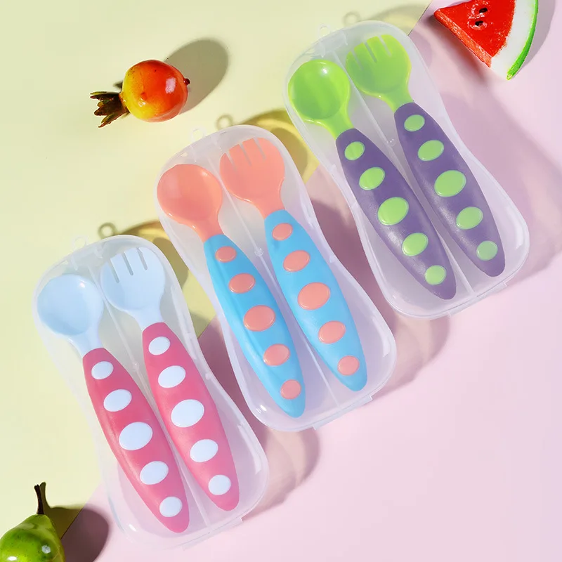 2 шт. силиконовые столовые приборы для детей|Ложки| |