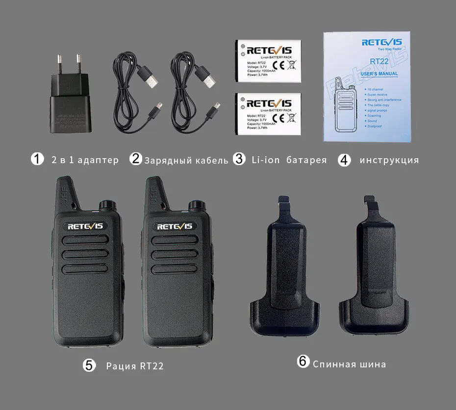RETEVIS RT622 RT22 Мини Портативная рация 4 шт. PMR радио PMR446 FRS VOX перезаряжаемая двухсторонняя рация портативная рация
