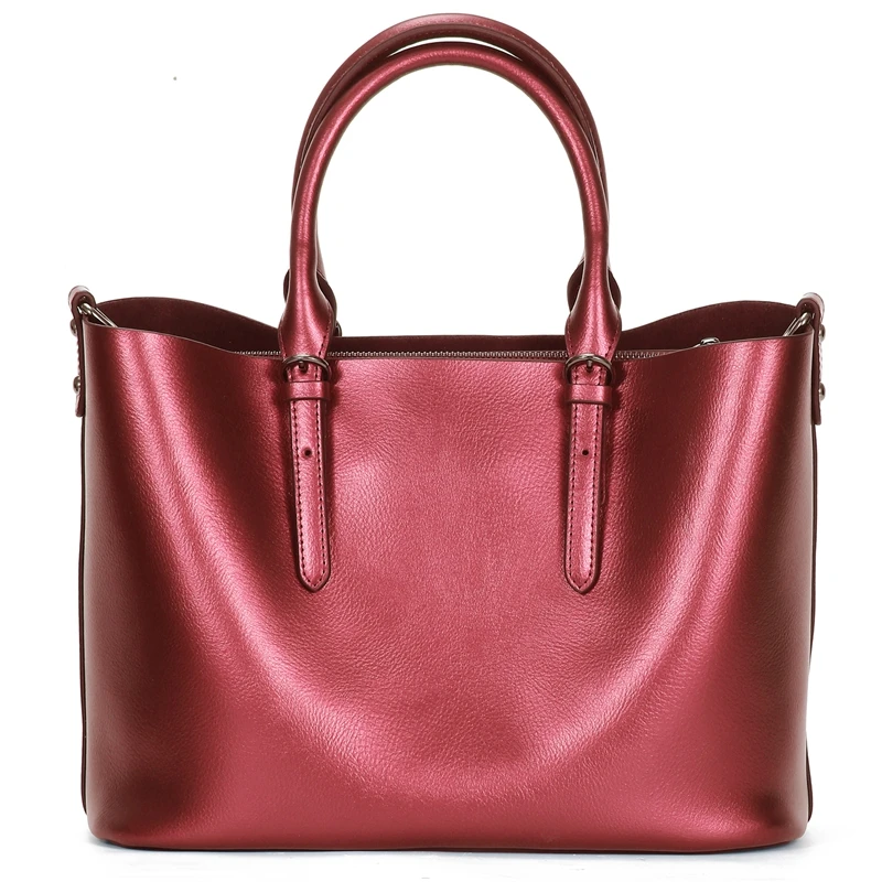 

100% Genuien Leather Hand Bags Portable Shopping Large Tote Bag Multifunctional High Quality Women's Bags Solid Travel Casual