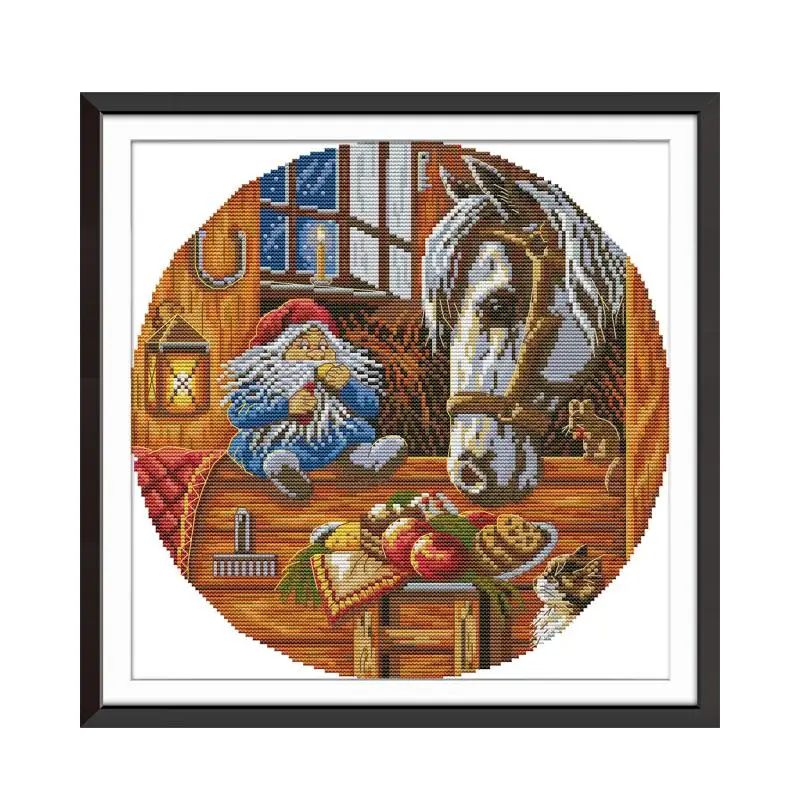 

The dwarf fed the horse cross stitch kit aida 14ct 11ct count print canvas cross stitches needlework embroidery DIY handmade
