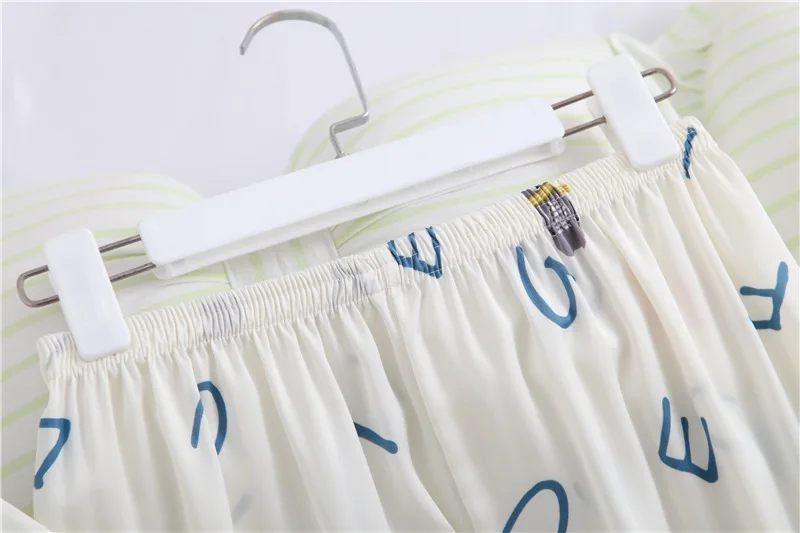 

Fashion Style Short-Sleeved Cartoon Numbers Printing Cardigan Tops Long Trousers Breathable Comfortable Fashion Women's Pajamas